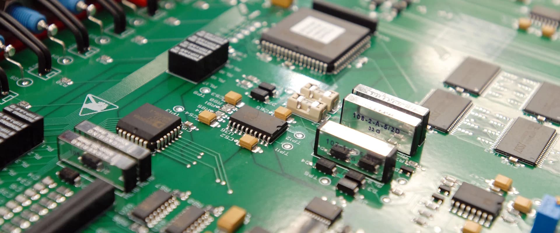 An industrial control board with relays, connectors and a processor